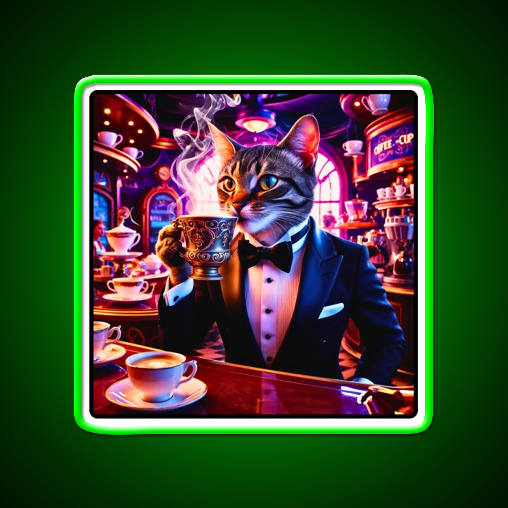 Coffee Cat Vibes Cafe Led Neon Sign Espresso Bar Art Rgb Color