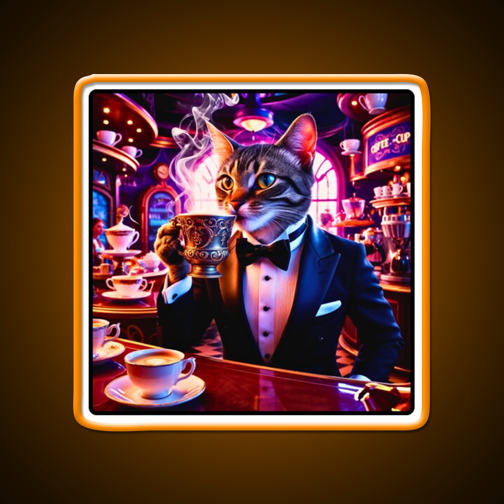 Coffee Cat Vibes Cafe Led Neon Sign Espresso Bar Art Rgb Color