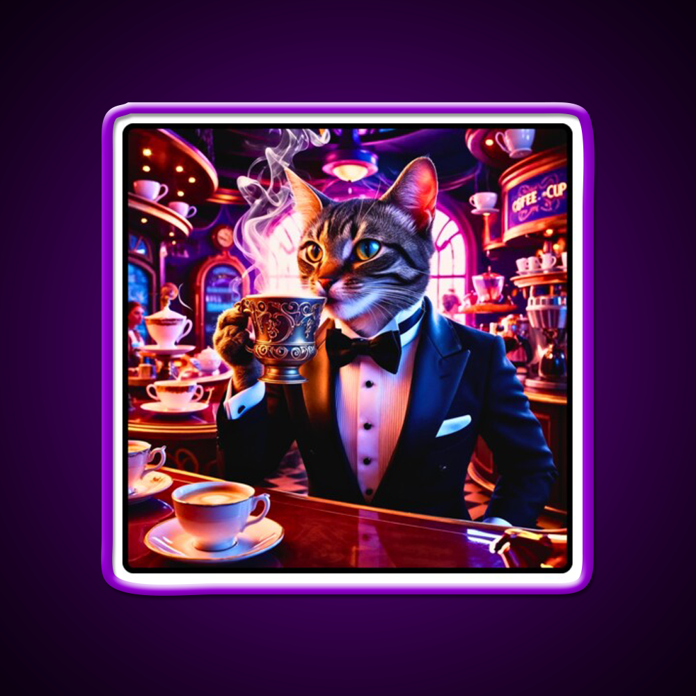 Coffee Cat Vibes Cafe Led Neon Sign Espresso Bar Art Rgb Color