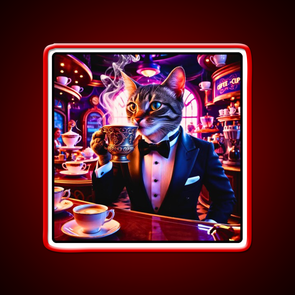 Coffee Cat Vibes Cafe Led Neon Sign Espresso Bar Art Rgb Color