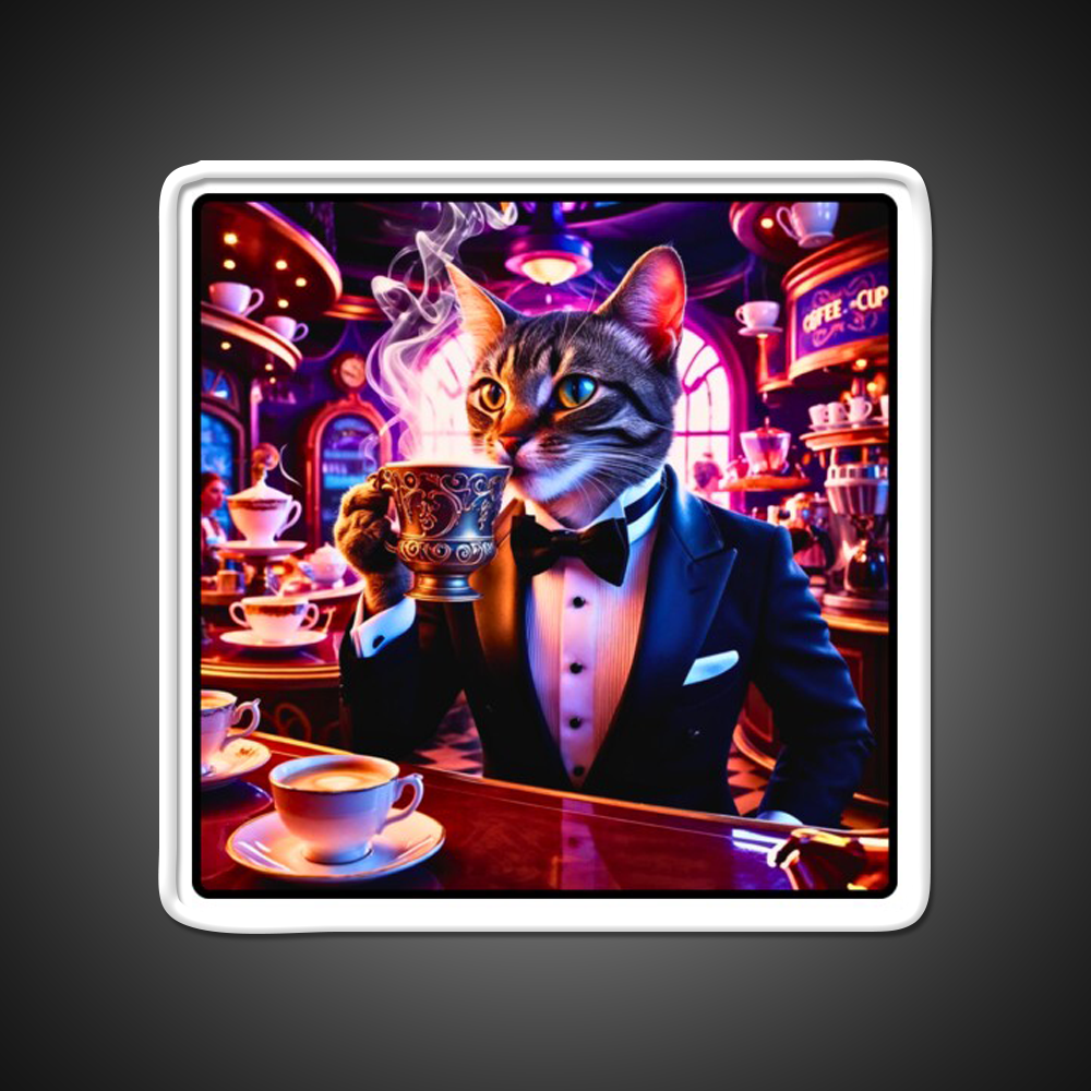 Coffee Cat Vibes Cafe Led Neon Sign Espresso Bar Art Rgb Color