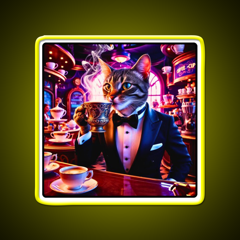 Coffee Cat Vibes Cafe Led Neon Sign Espresso Bar Art Rgb Color