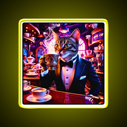 Coffee Cat Vibes Cafe Led Neon Sign Espresso Bar Art Rgb Color