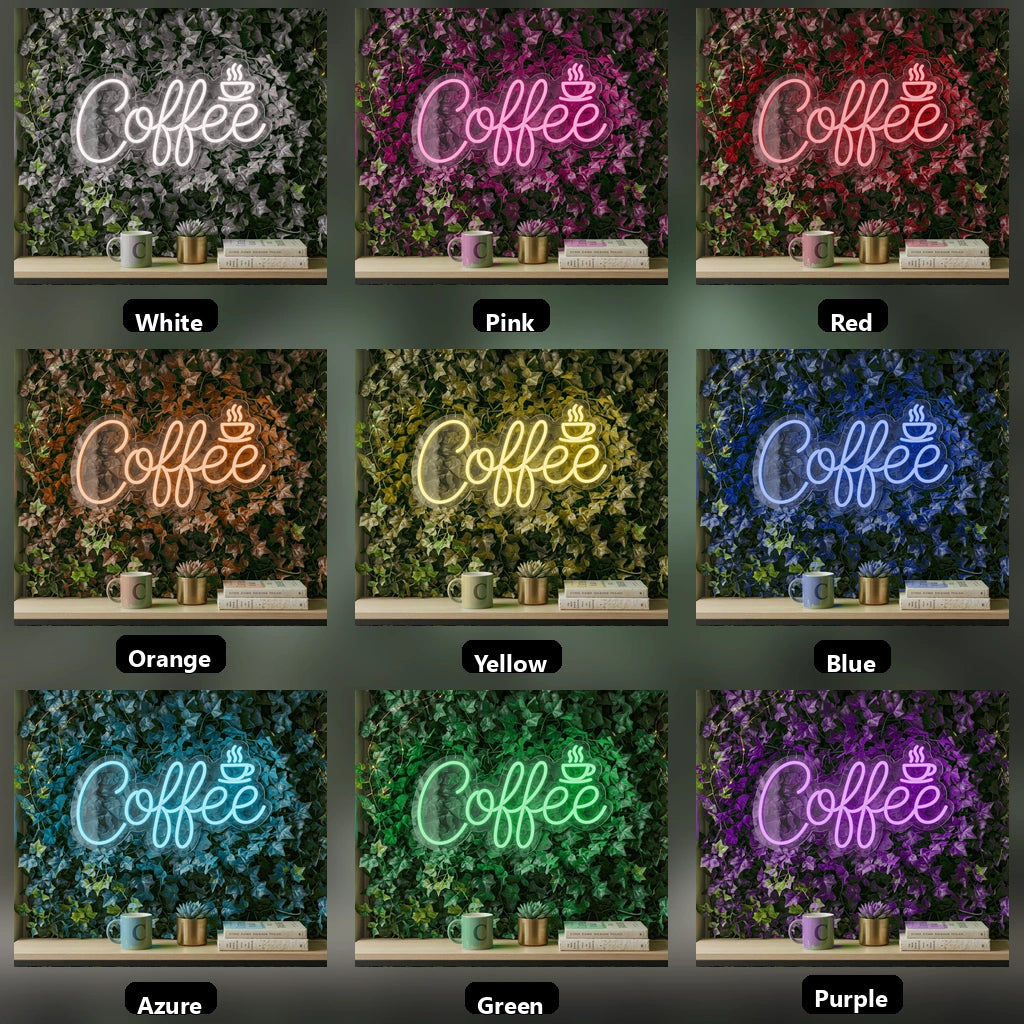 Coffee Coffee Bar Decor LED Neon Sign - 05 Color Grid
