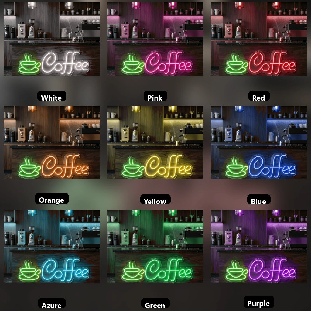 Coffee Coffee Bar Wall Art LED Neon Sign - 05 Color Grid