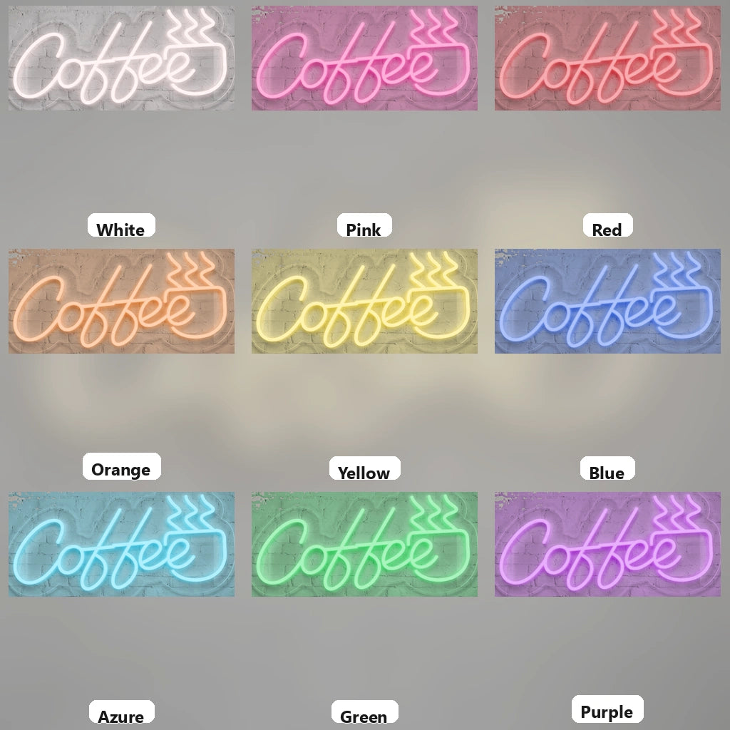 Coffee Coffee Shop Wall Art LED Neon Sign - 05 Color Grid