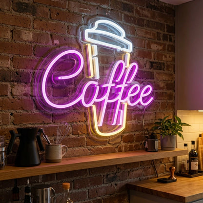 Coffee Commercial Wall Art LED Neon Sign - 03 Real Lifestyle Scene