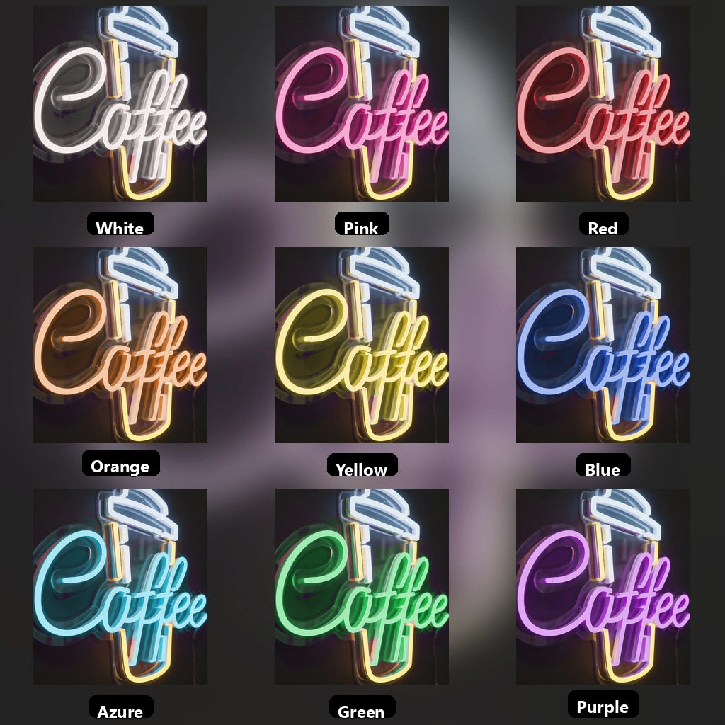 Coffee Commercial Wall Art LED Neon Sign - 05 Color Grid