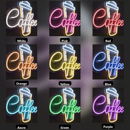 Coffee Commercial Wall Art LED Neon Sign - 05 Color Grid
