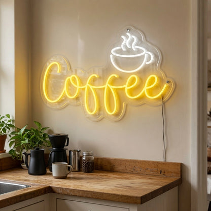 Coffee Counter Wall Art LED Neon Sign - 03 Real Lifestyle Scene