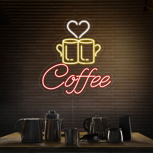 Coffee Couple Mug Led Neon Sign For Coffee Shop