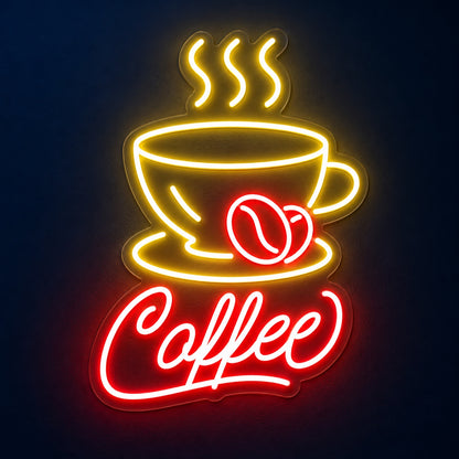 Coffee Cup And Beans LED Neon Sign - product hero