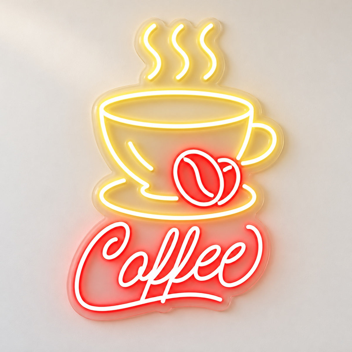 Coffee Cup And Beans LED Neon Sign - natural light view