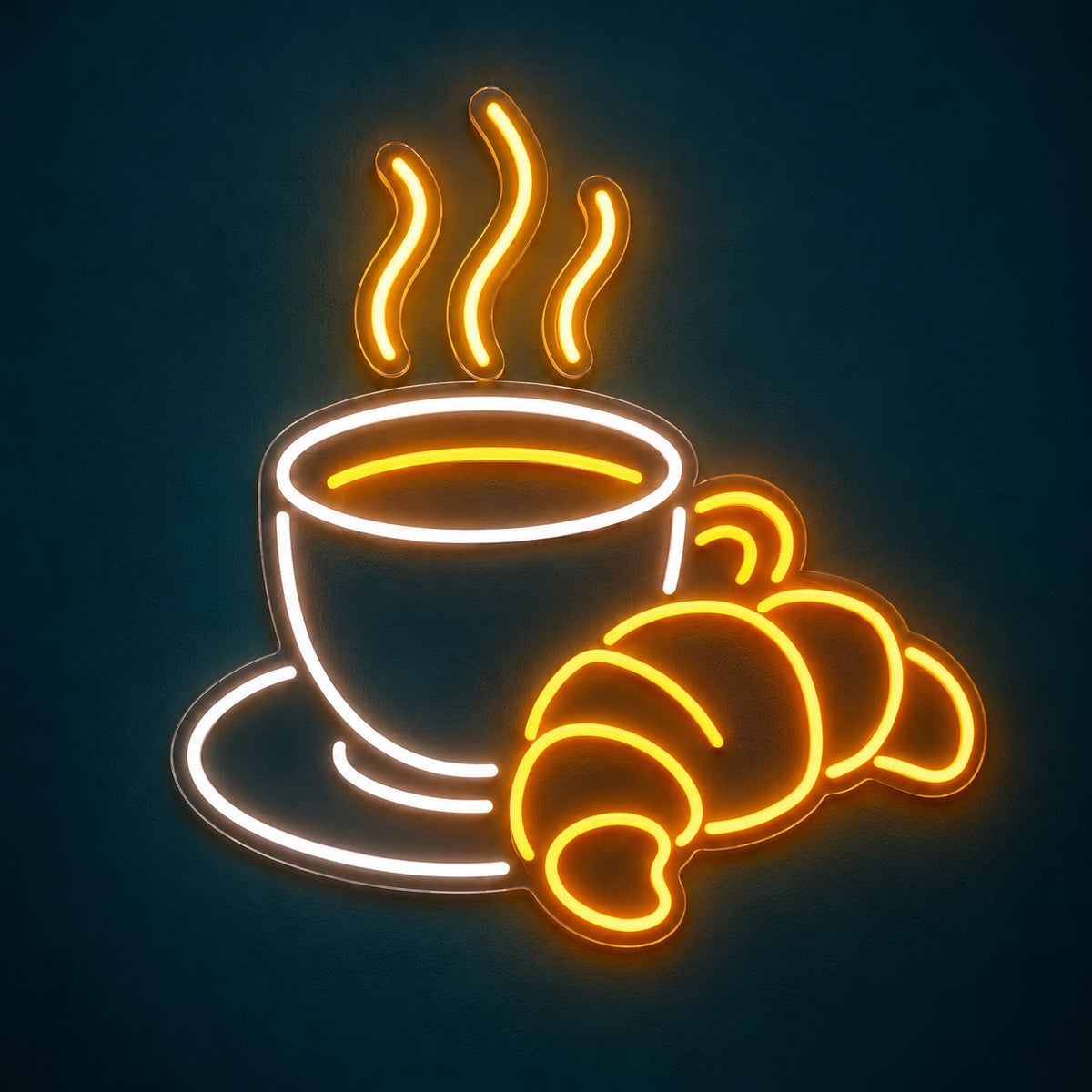 Coffee Cup And Croissant LED Neon Sign - product hero
