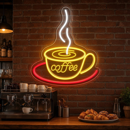 Coffee Cup And Saucer LED Neon Sign - advertising view