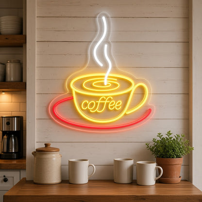Coffee Cup And Saucer LED Neon Sign - lifestyle view