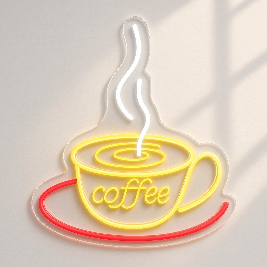 Coffee Cup And Saucer LED Neon Sign - natural light view