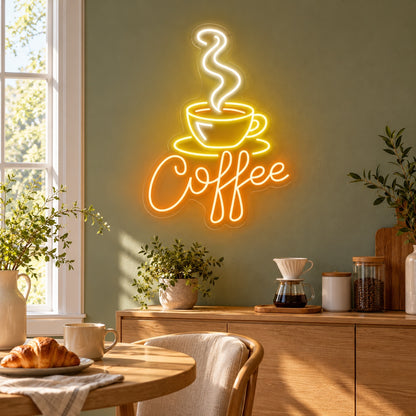 Coffee Cup And Saucer LED Neon Sign - lifestyle view