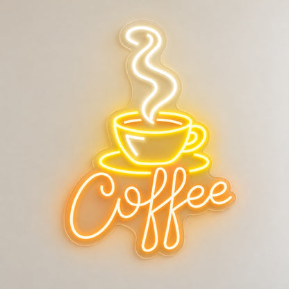 Coffee Cup And Saucer LED Neon Sign - natural light view