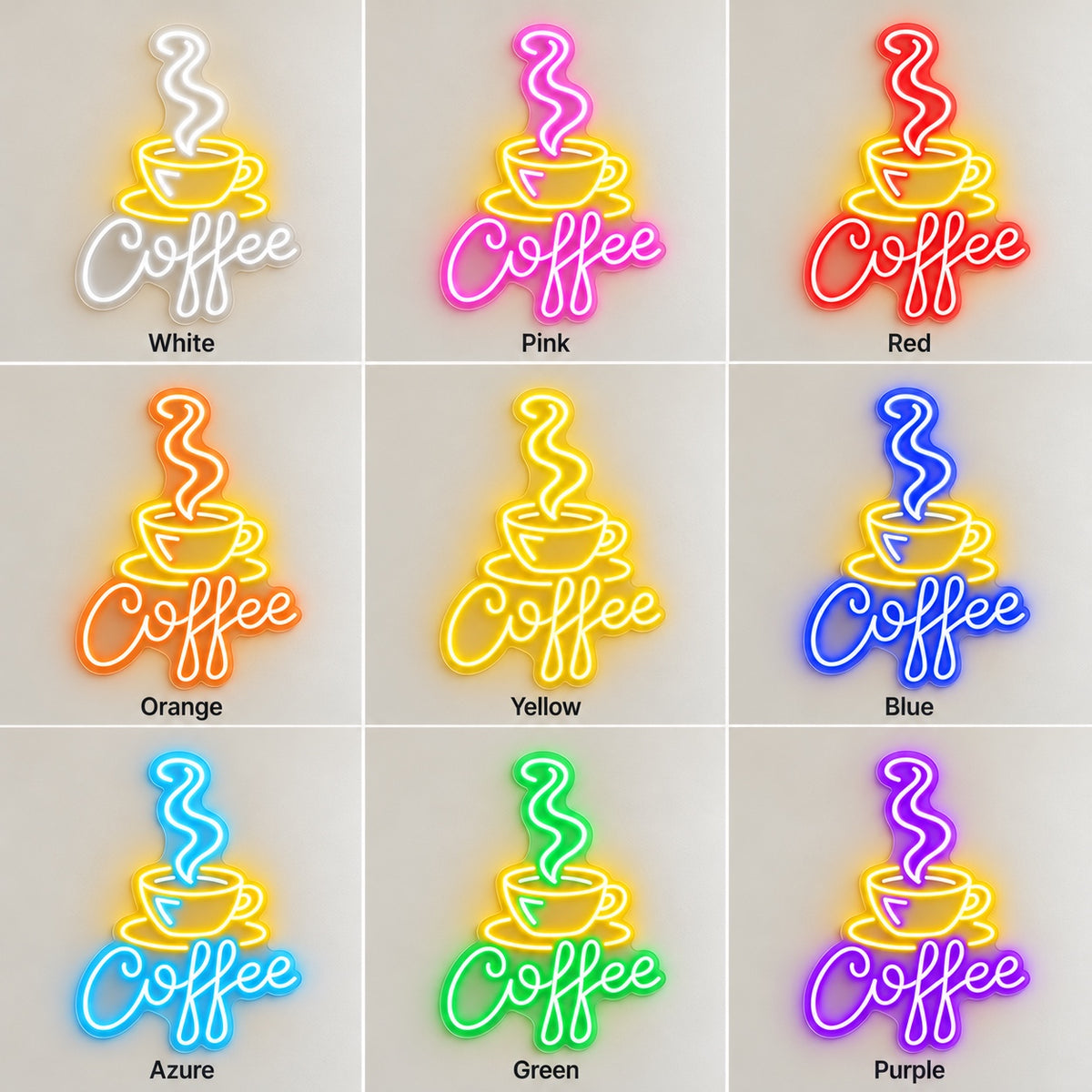 Coffee Cup And Saucer LED Neon Sign - nine-color grid