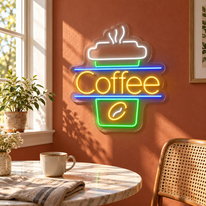 Coffee Cup Bean LED Neon Sign - lifestyle view