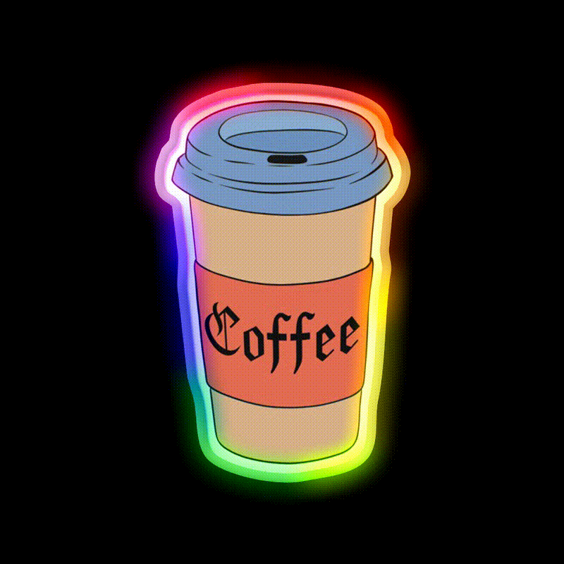 Coffee Cup Calligraphy Cafe Led Neon Sign Espresso Bar Art Rgb Color