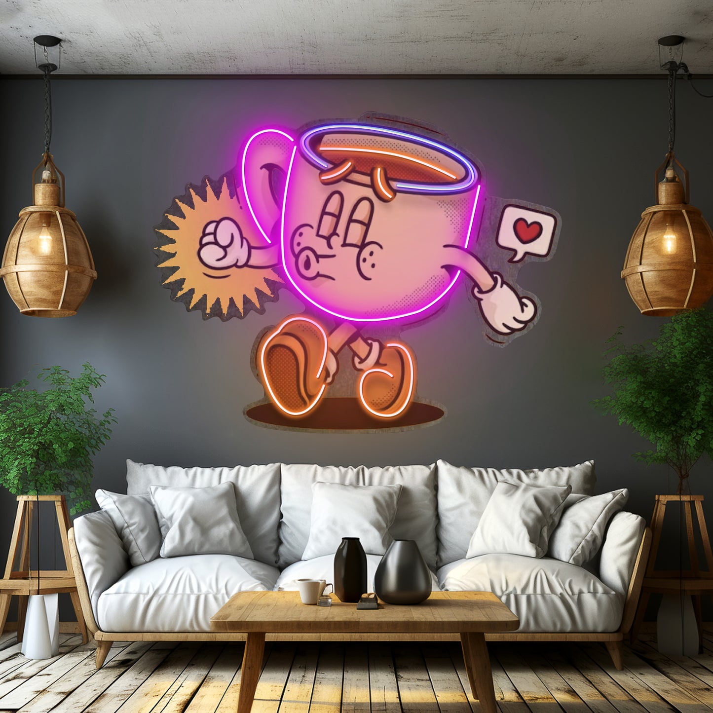 Coffee Cup Cute Trendy Retro Led Neon Sign Light Custom Led Signs