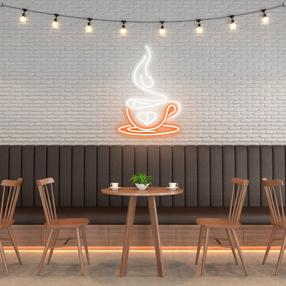 Coffee Cup Heart Warm Hearts With Charming Neon | Shineneon