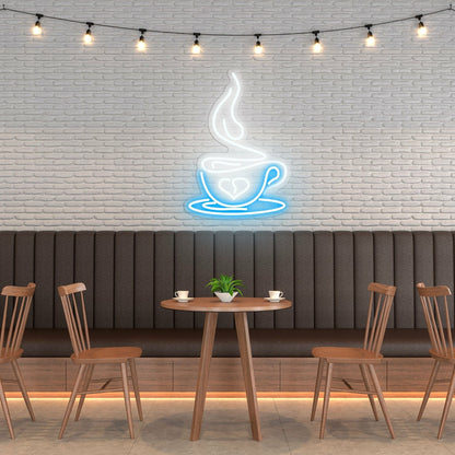 Coffee Cup Heart Warm Hearts With Charming Neon | Shineneon