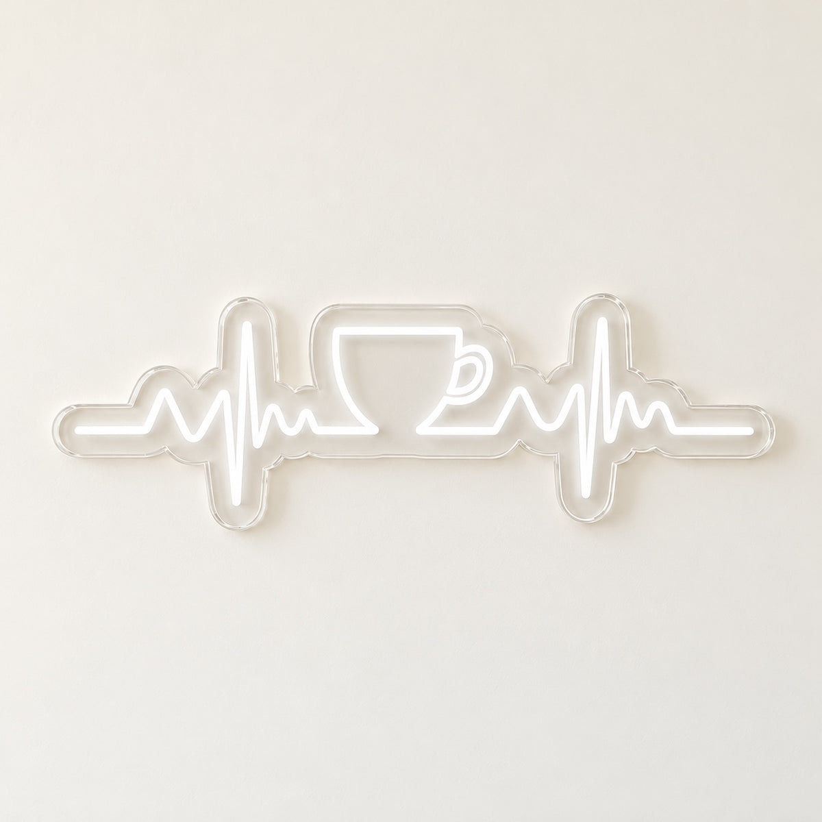 Coffee Cup Heartbeat LED Neon Sign - natural light view