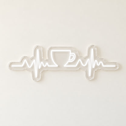 Coffee Cup Heartbeat LED Neon Sign - natural light view