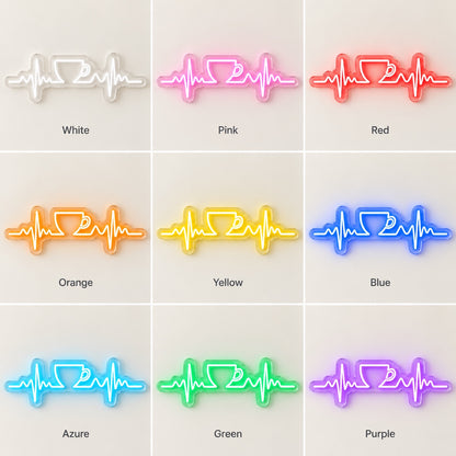 Coffee Cup Heartbeat LED Neon Sign - nine-color grid