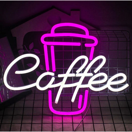 Coffee Cup Led Sign Business Neon Signs Wall Art Decor