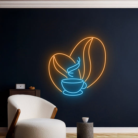 Coffee Cup Neon Sign Tea Club Wall Art Room Decor