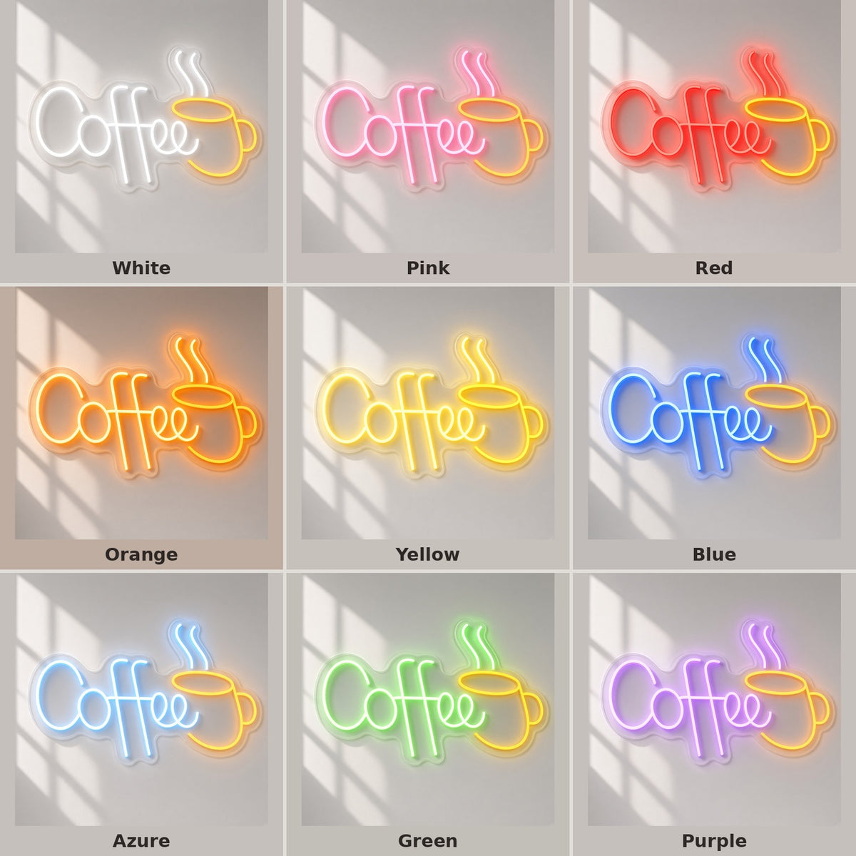 Coffee Cup LED Neon Sign - nine-color grid