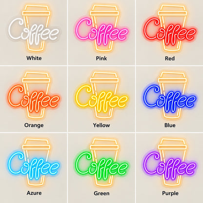 Coffee Cup LED Neon Sign - nine-color grid