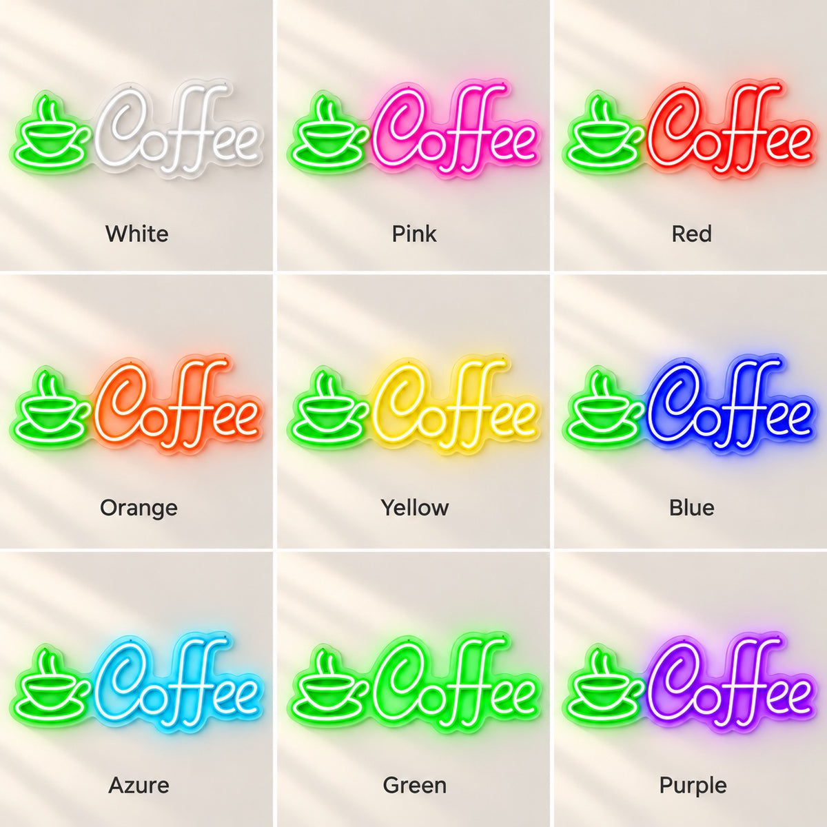 Coffee Cup LED Neon Sign - nine-color grid