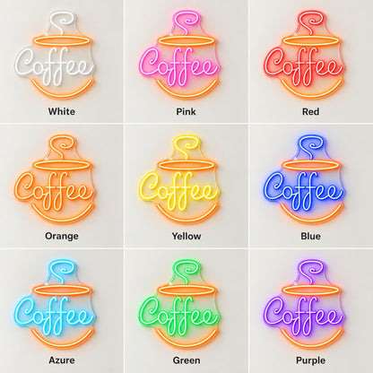 Coffee Cup LED Neon Sign - nine-color grid