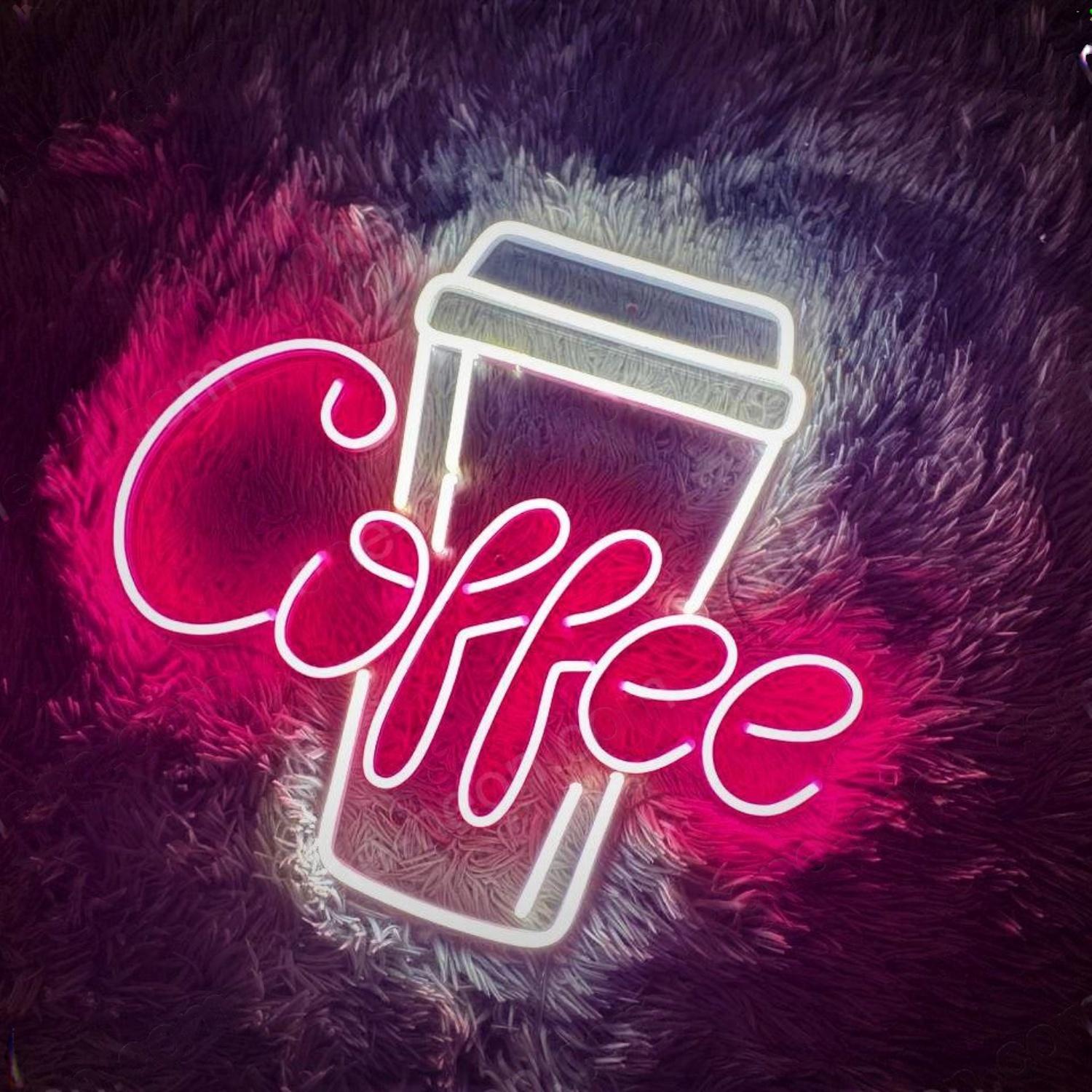 Coffee Cup Pink Text Dual-Color Led Neon Sign For Cafe Decor | Shineneon