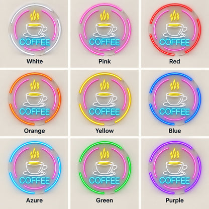 Coffee Cup Steam LED Neon Sign nine color examples