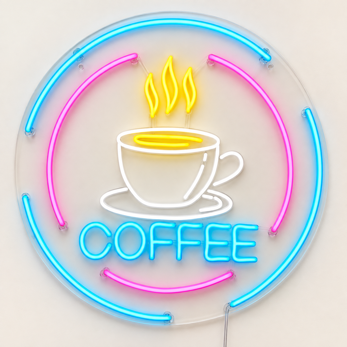 Coffee Cup Steam LED Neon Sign on a plain background