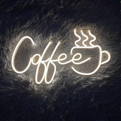 Coffee Cup Steam Warm White Led Neon Sign For Cafe Home Bar | Shineneon