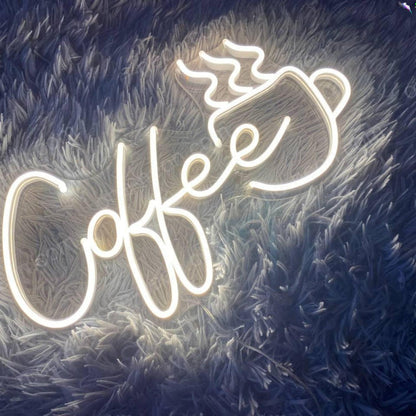 Coffee Cup Steam Warm White Led Neon Sign For Cafe Home Bar | Shineneon