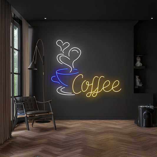 Coffee Cup With Love Neon Sign