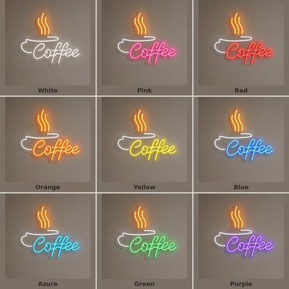 Coffee Cup With Steam LED Neon Sign - nine-color grid