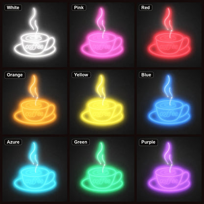 Coffee Cup With Swirl LED Neon Sign Garage Neon Sign color grid