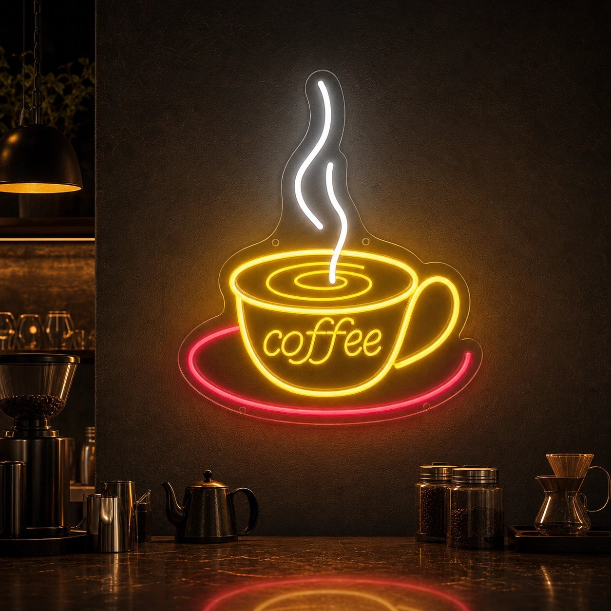 Coffee Cup With Swirl LED Neon Sign Home Garage Wall Decoration high-converting product image