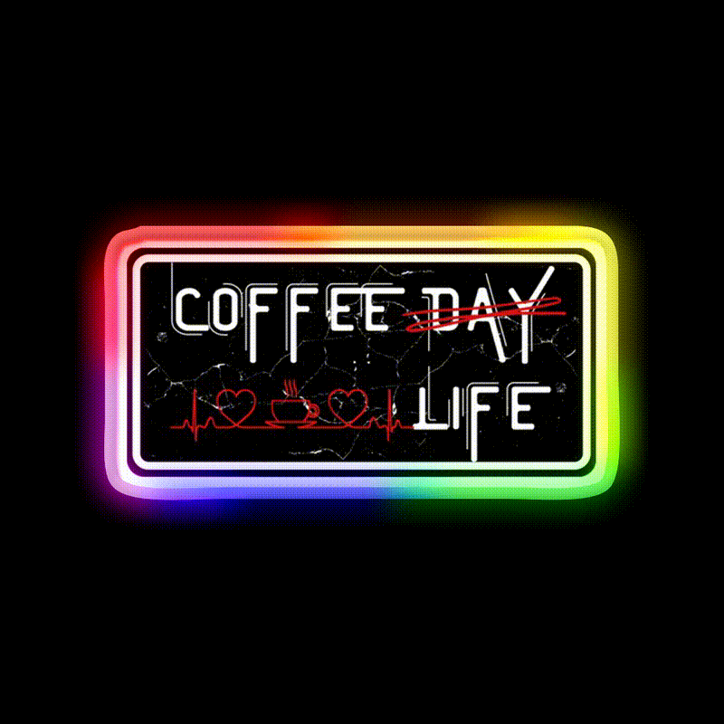 Coffee Day And Coffee Life Cafe Led Neon Sign Espresso Bar Art Rgb Color