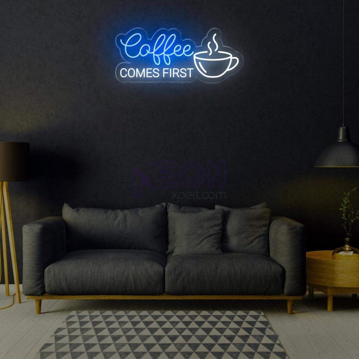 Coffee First White Led Neon Sign With Cup Design Cafe Wall Decor | Shineneon