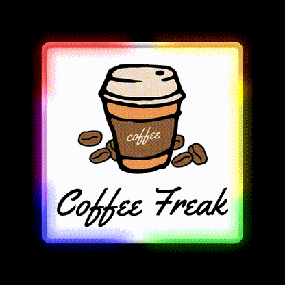 Coffee Freak Coffee Cup With Coffee Beans Led Neon Sign Espresso Bar Art Rgb Color